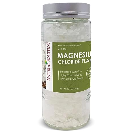 Pure Magnesium Chloride Flakes with Himalayan Pink Salt - 12.4 oz | NATURAL SOLUTION